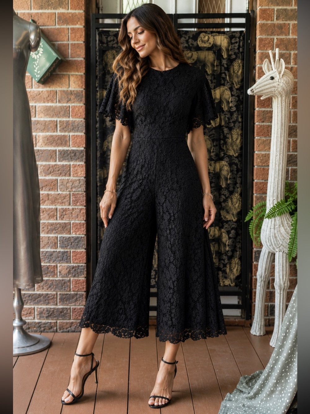 Zara - Black Lace Jumpsuit - lined